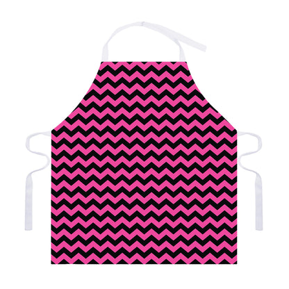 Pink And Black Chevron Pattern Print Adjustable Apron