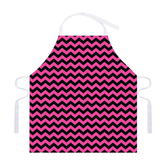 Pink And Black Chevron Pattern Print Adjustable Apron