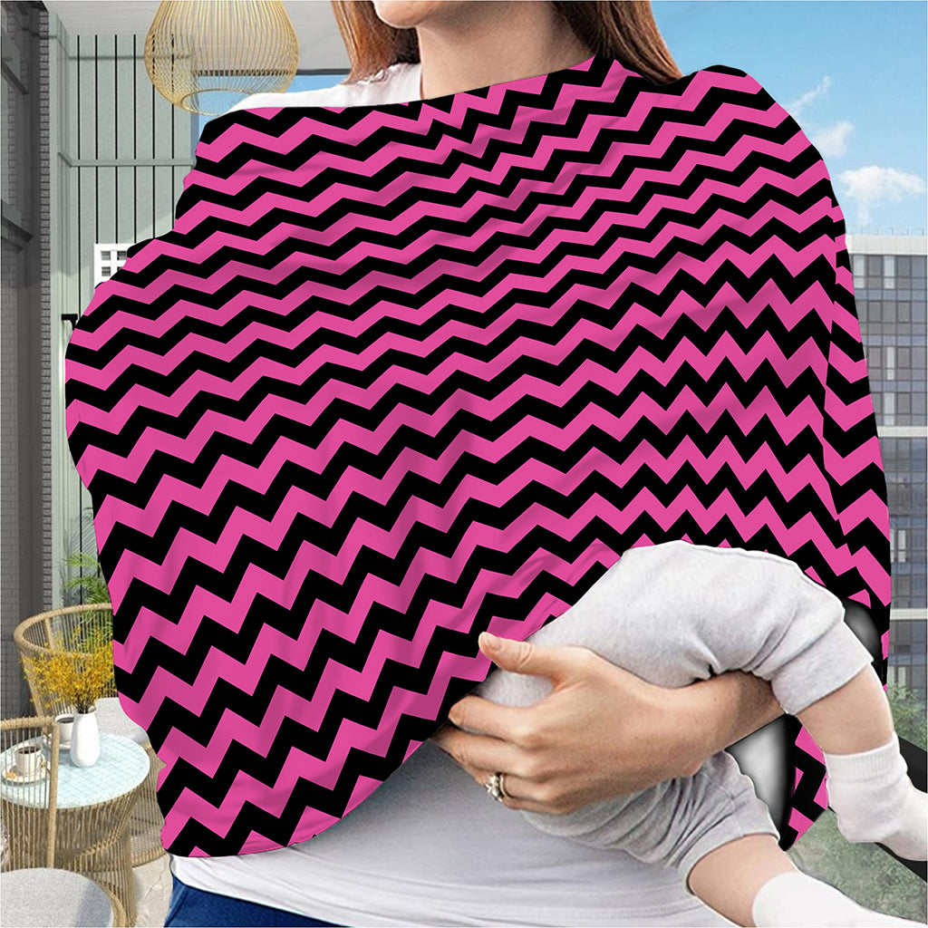 Pink And Black Chevron Pattern Print Baby Seat Cover