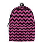 Pink And Black Chevron Pattern Print Backpack