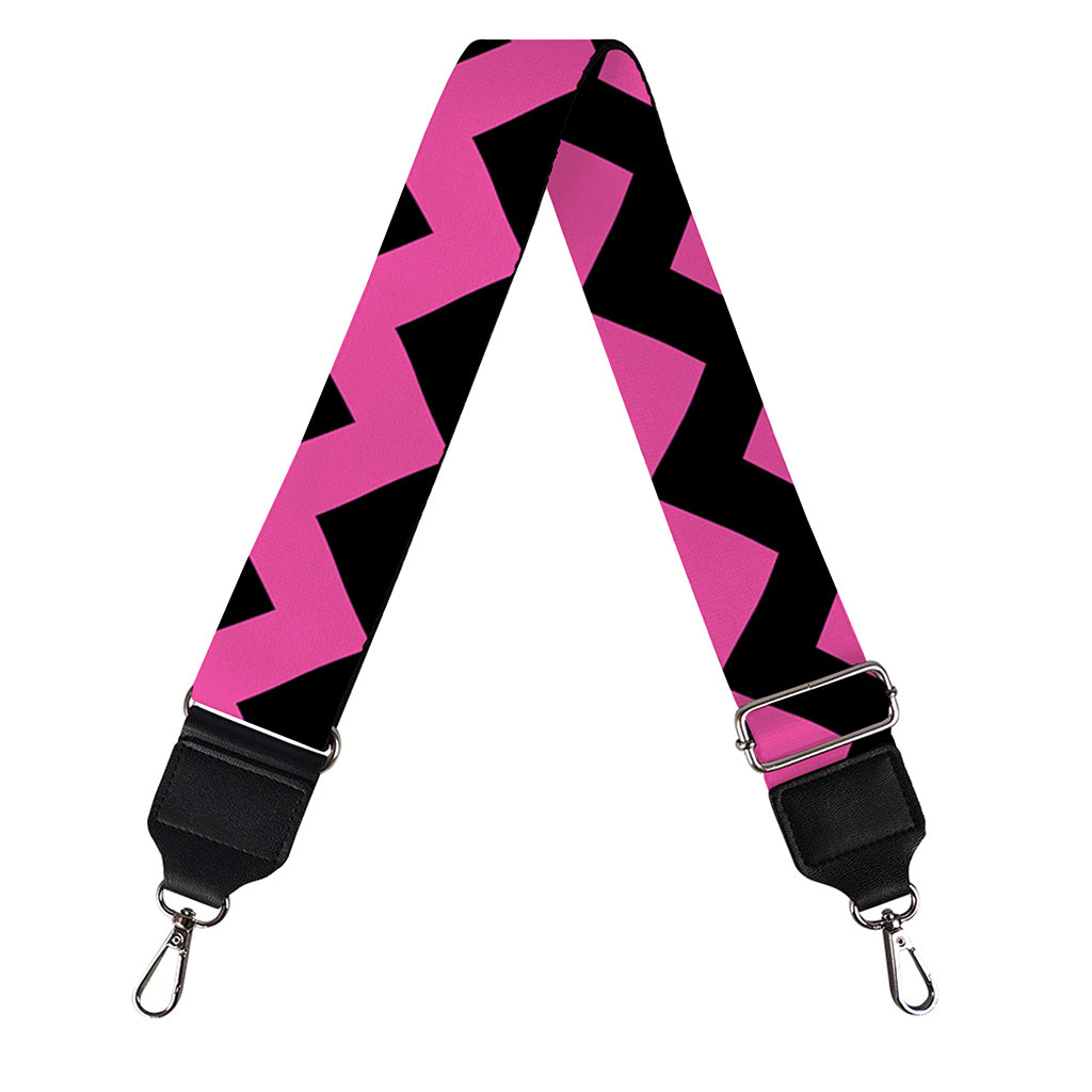 Pink And Black Chevron Pattern Print Bag Strap