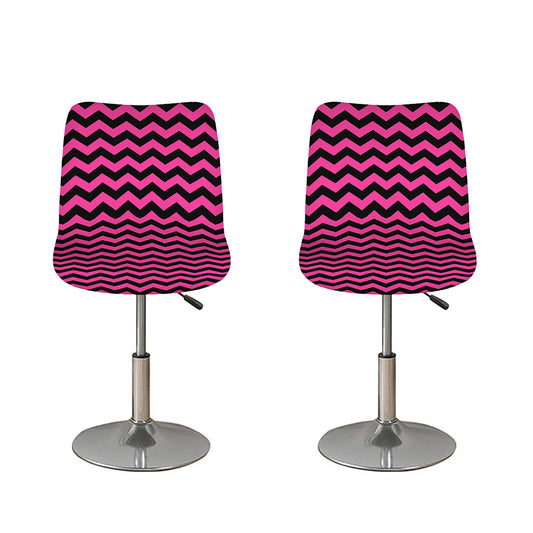 Pink And Black Chevron Pattern Print Bar Stool Covers