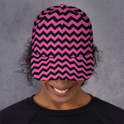 Pink And Black Chevron Pattern Print Baseball Cap
