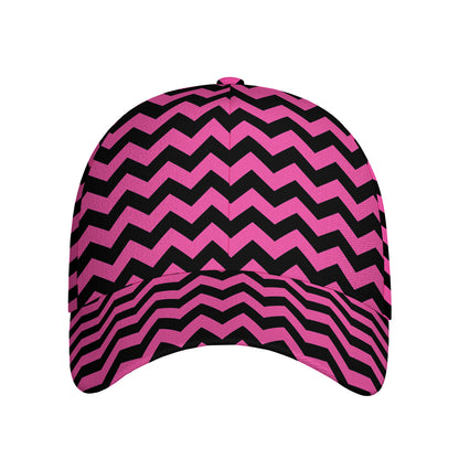 Pink And Black Chevron Pattern Print Baseball Cap
