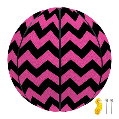 Pink And Black Chevron Pattern Print Basketball
