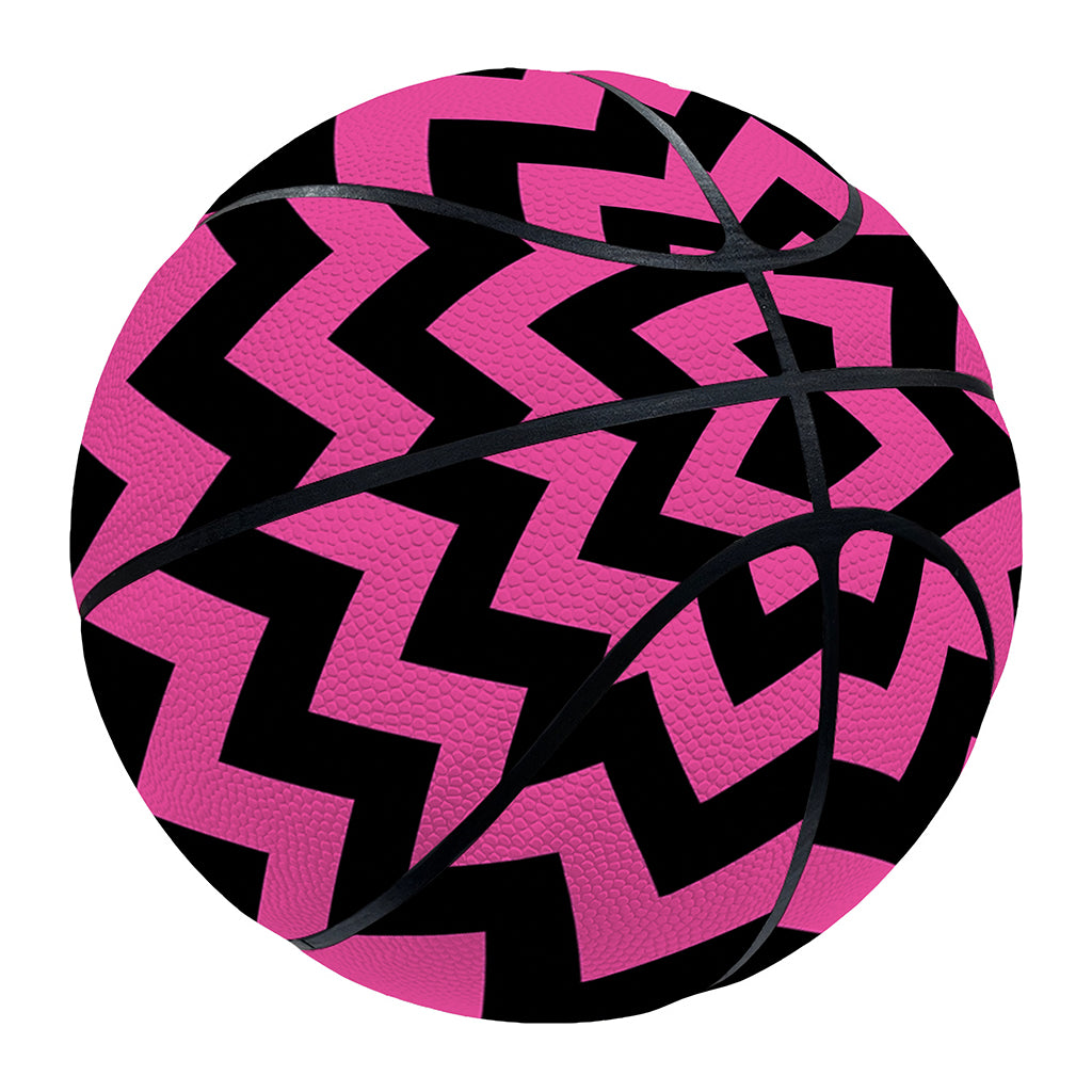 Pink And Black Chevron Pattern Print Basketball