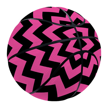Pink And Black Chevron Pattern Print Basketball