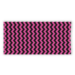 Pink And Black Chevron Pattern Print Beach Towel