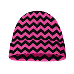 Pink And Black Chevron Pattern Print Beanie