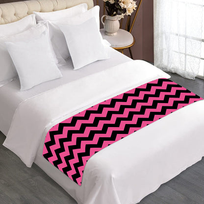 Pink And Black Chevron Pattern Print Bed Runner
