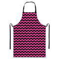 Pink And Black Chevron Pattern Print Bib Apron With Pocket