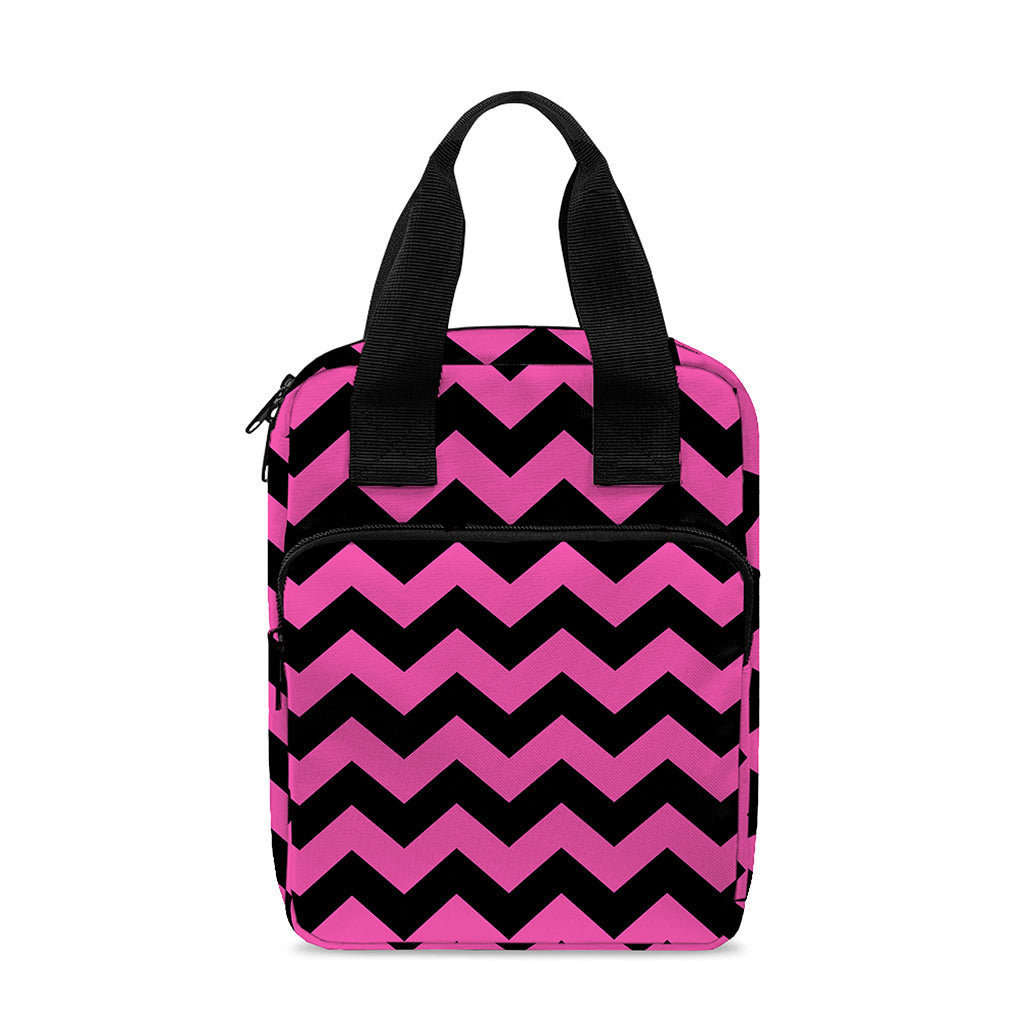 Pink And Black Chevron Pattern Print Bible Tote Bag