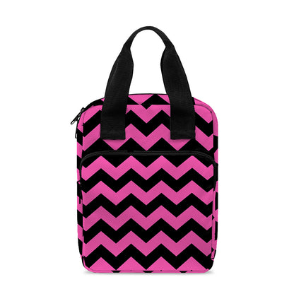 Pink And Black Chevron Pattern Print Bible Tote Bag
