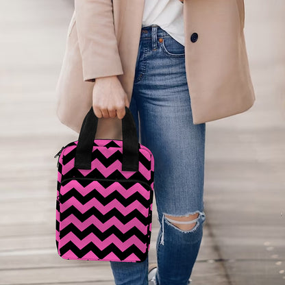 Pink And Black Chevron Pattern Print Bible Tote Bag