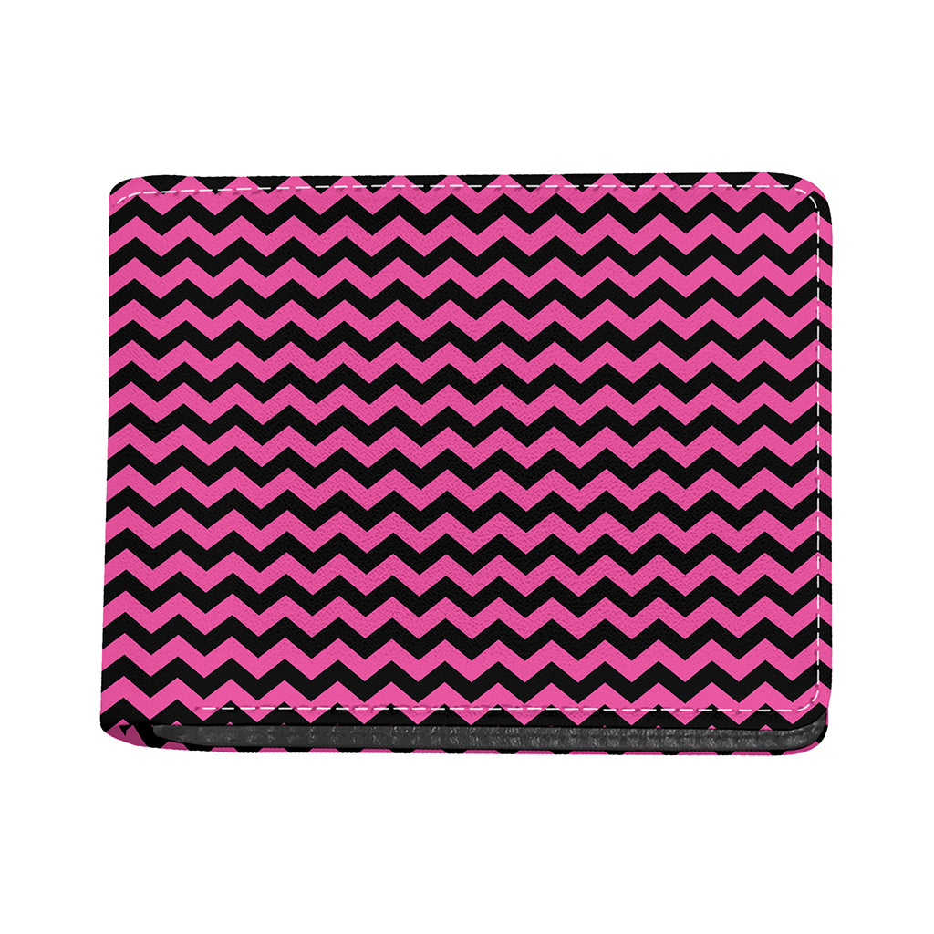 Pink And Black Chevron Pattern Print Bifold Wallet