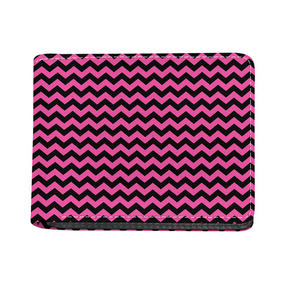 Pink And Black Chevron Pattern Print Bifold Wallet