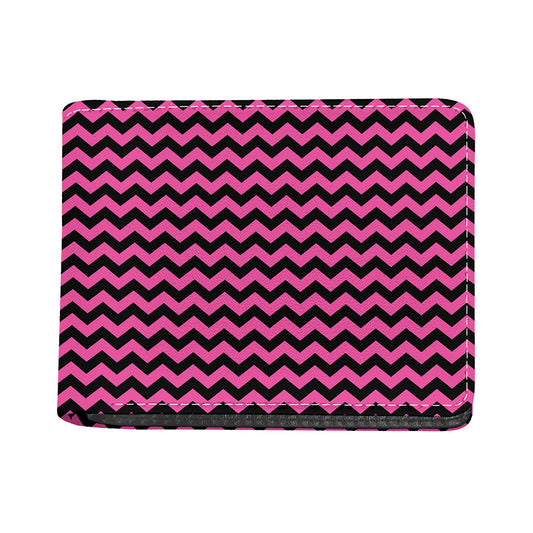 Pink And Black Chevron Pattern Print Bifold Wallet