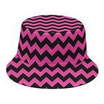 Pink And Black Chevron Pattern Print Bucket Hat