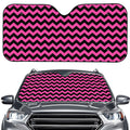 Pink And Black Chevron Pattern Print Car Windshield Sun Shade