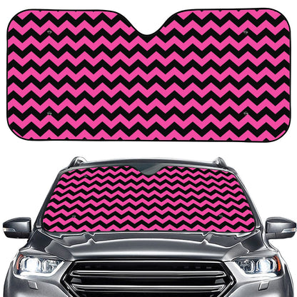 Pink And Black Chevron Pattern Print Car Windshield Sun Shade