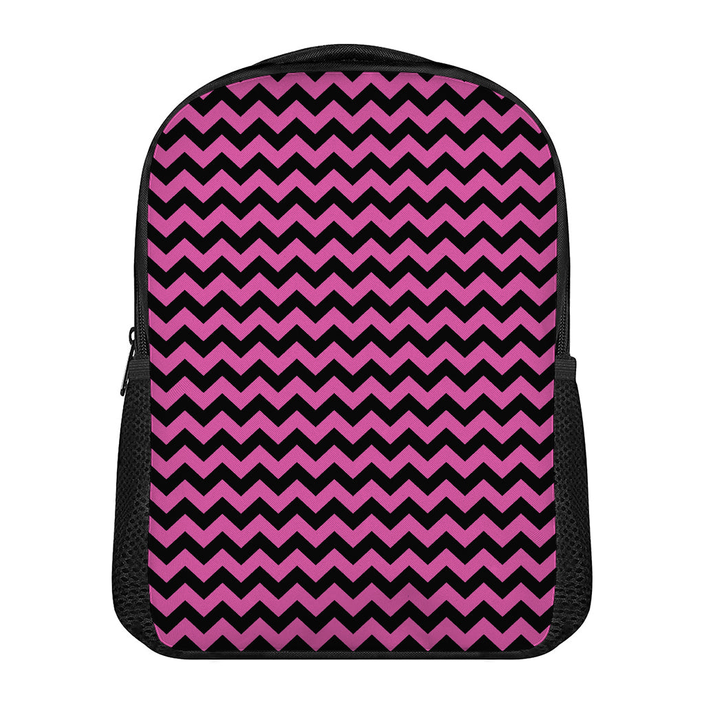 Pink And Black Chevron Pattern Print Casual Backpack