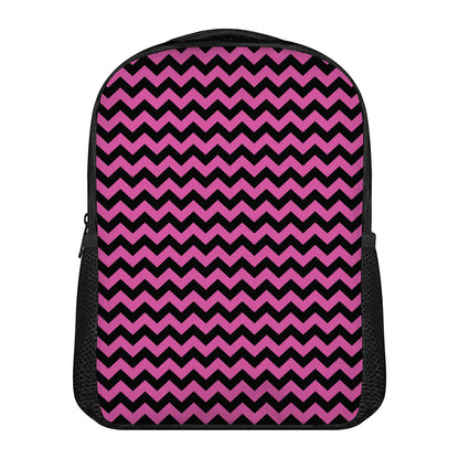 Pink And Black Chevron Pattern Print Casual Backpack