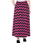 Pink And Black Chevron Pattern Print Chiffon Maxi Skirt