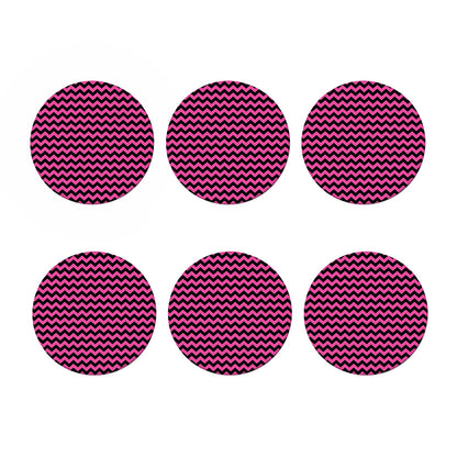Pink And Black Chevron Pattern Print Coaster Set