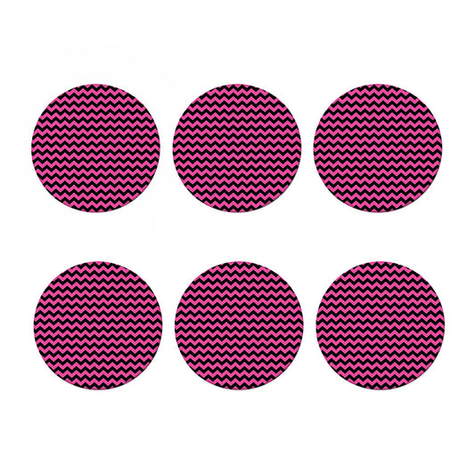 Pink And Black Chevron Pattern Print Coaster Set