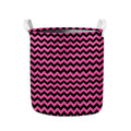 Pink And Black Chevron Pattern Print Collapsible Laundry Basket