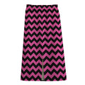 Pink And Black Chevron Pattern Print Cotton Front Slit Maxi Skirt