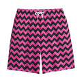 Pink And Black Chevron Pattern Print Cotton Shorts