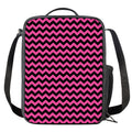 Pink And Black Chevron Pattern Print Crossbody Lunch Bag
