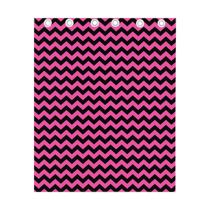 Pink And Black Chevron Pattern Print Curtain