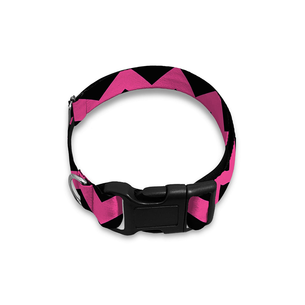 Pink And Black Chevron Pattern Print Dog Collar