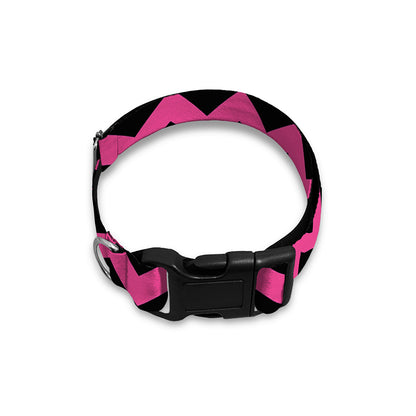 Pink And Black Chevron Pattern Print Dog Collar