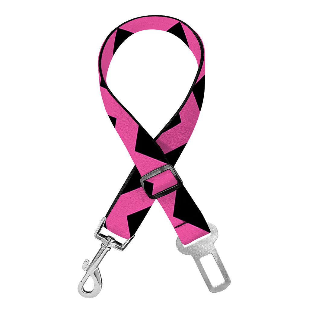 Pink And Black Chevron Pattern Print Dog Seat Belt
