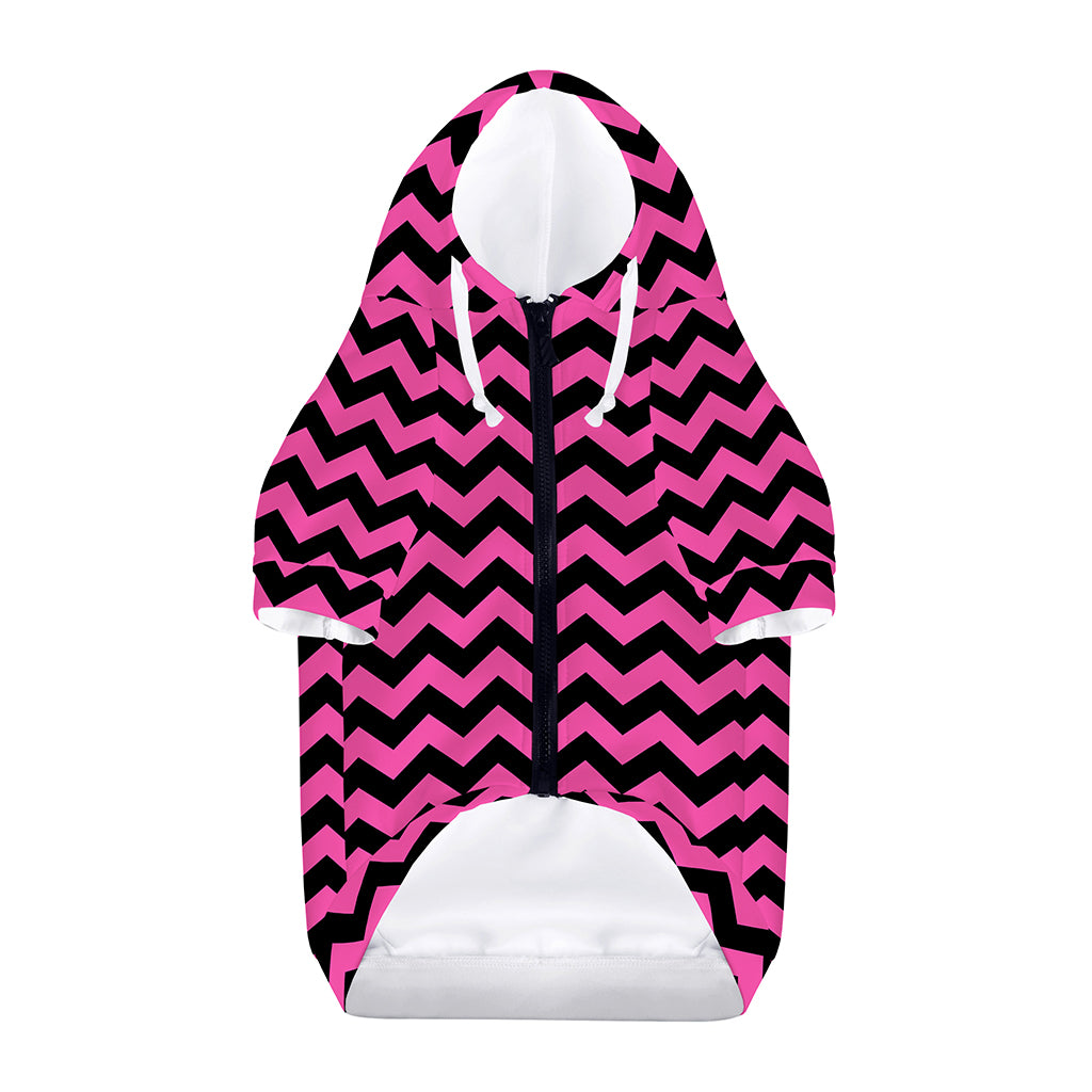 Pink And Black Chevron Pattern Print Dog Zip Up Hoodie
