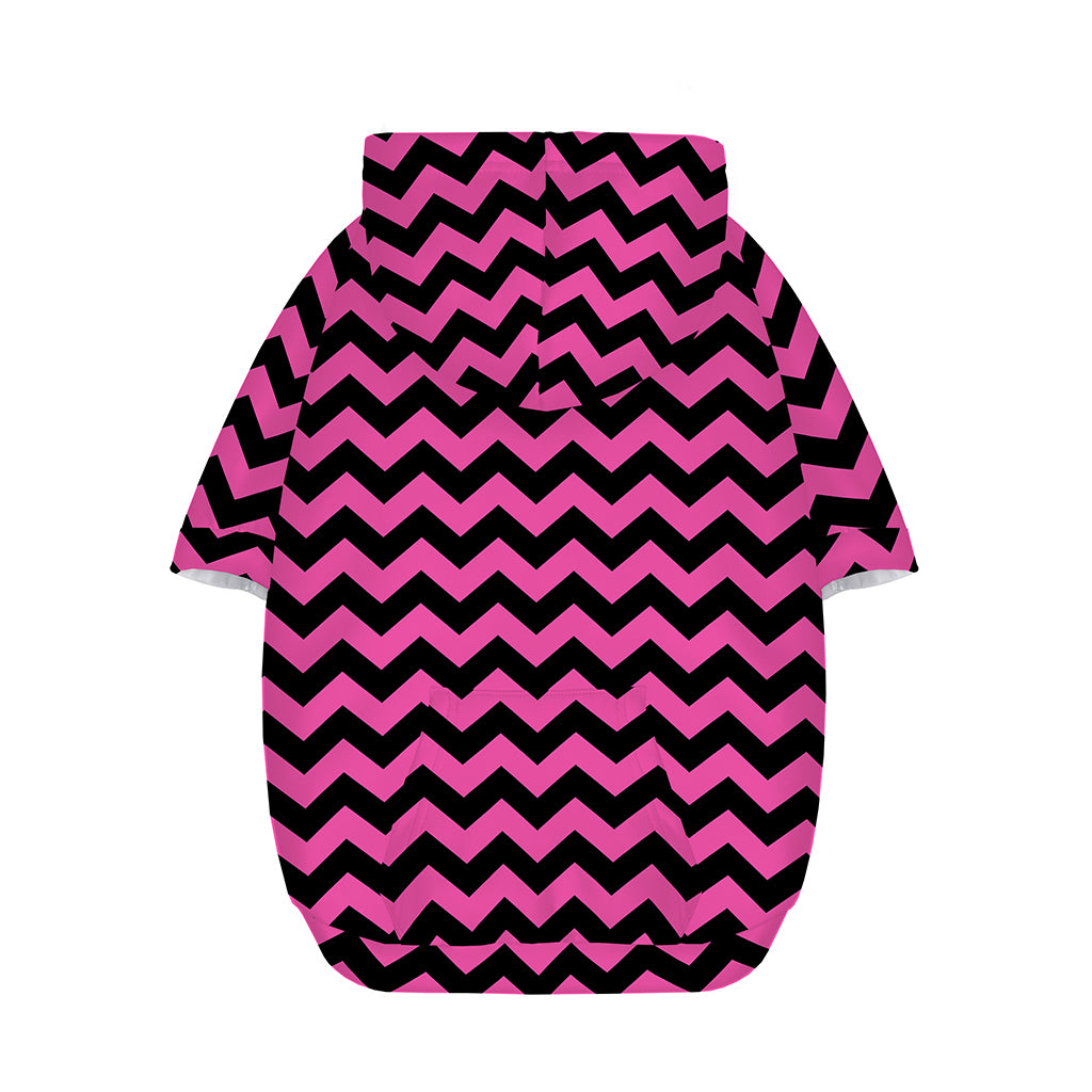 Pink And Black Chevron Pattern Print Dog Zip Up Hoodie