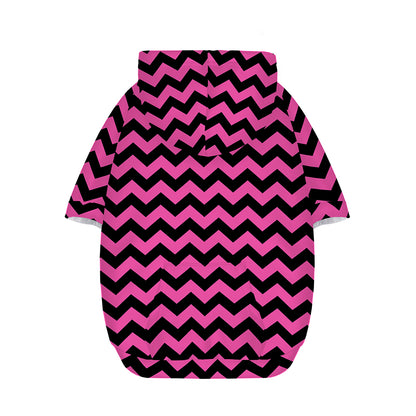 Pink And Black Chevron Pattern Print Dog Zip Up Hoodie
