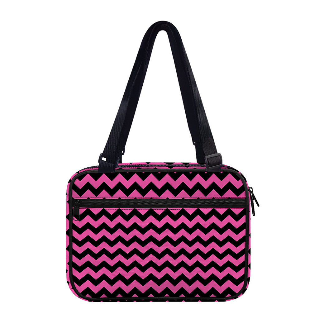 Pink And Black Chevron Pattern Print Double Strap Bible Bag
