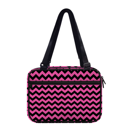 Pink And Black Chevron Pattern Print Double Strap Bible Bag