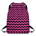 Pink And Black Chevron Pattern Print Drawstring Backpack