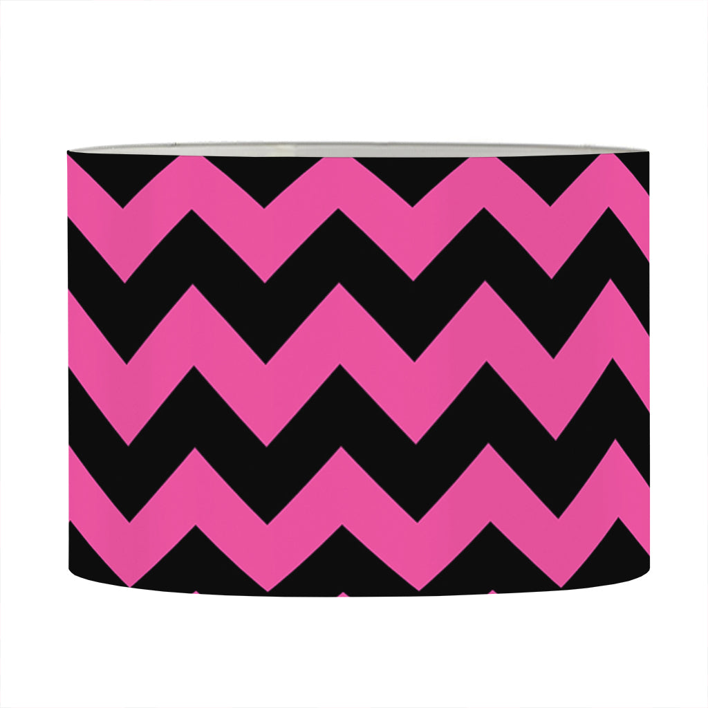 Pink And Black Chevron Pattern Print Drum Lamp Shade