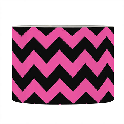 Pink And Black Chevron Pattern Print Drum Lamp Shade