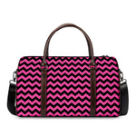 Pink And Black Chevron Pattern Print Duffle Bag