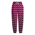 Pink And Black Chevron Pattern Print Fleece Lined Knit Pants
