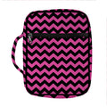 Pink And Black Chevron Pattern Print Front Pocket Bible Bag