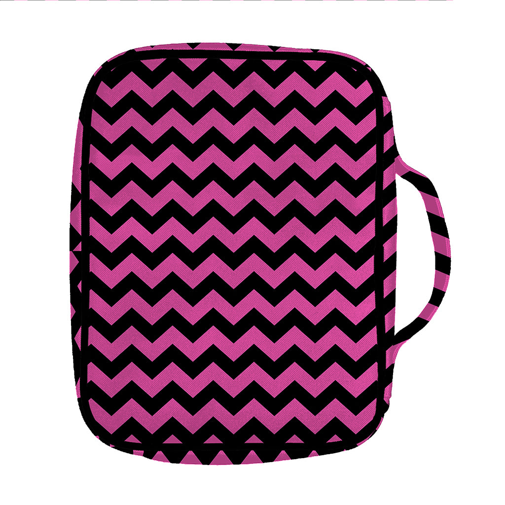 Pink And Black Chevron Pattern Print Front Pocket Bible Bag