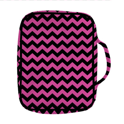 Pink And Black Chevron Pattern Print Front Pocket Bible Bag